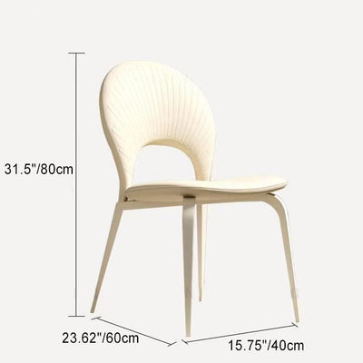 Contemporáneo Nórdico Redondo Tapizado en Cuero Sintético Patas de Acero al Carbono Silla de Comedor Respaldo Sin Brazos Para Comedor 
