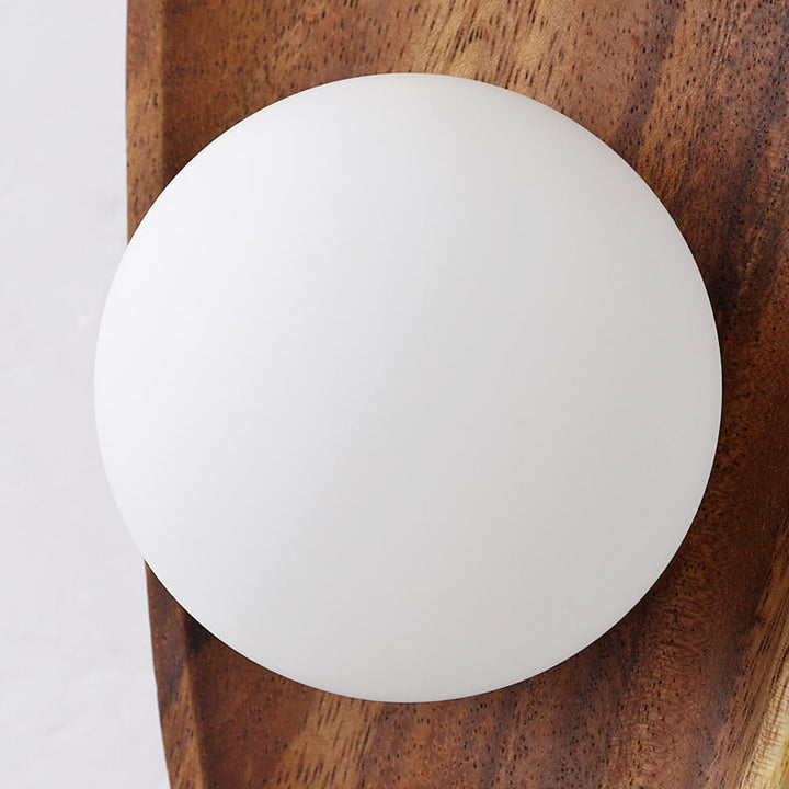 Japanische Zen Walnuss Glas Kugellampenschirm LED Wandleuchte 