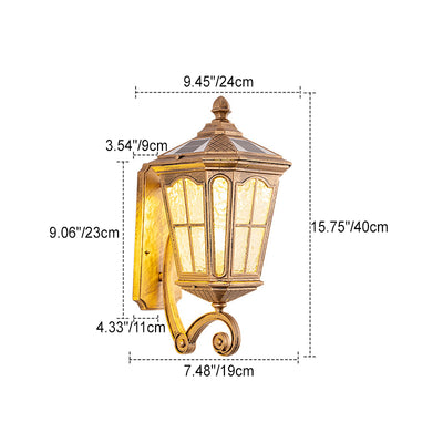 European Solar Outdoor Lantern Aluminum Glass Waterproof 1-Light Wall Sconce Lamp