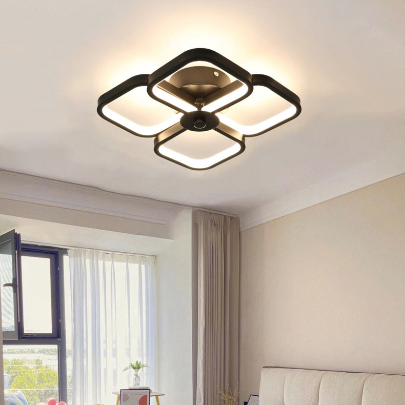 Modern Minimalist Clover Shape Aluminum LED Semi-Flush Mount Ceiling Light