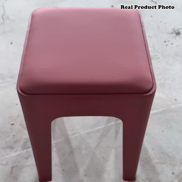 Chaise de salle à manger empilable rectangulaire moderne minimaliste en cuir PU et PP, sans dossier ni accoudoirs, pour salle à manger et cuisine 