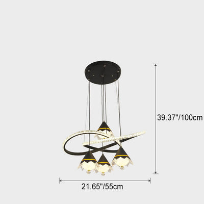 Nordic Creative Aluminum Twisted Conical Acrylic Shade LED Chandelier