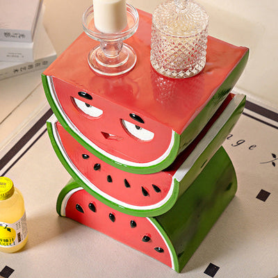 Mesa de café de resina con diseño contemporáneo de sandía amarilla y durazno para sala de estar 