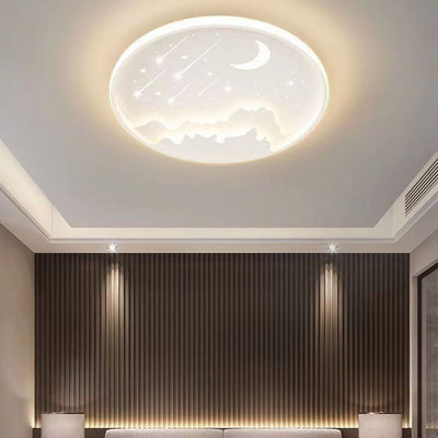 Plafonnier LED en fer météore lune ronde minimaliste moderne pour chambre à coucher 
