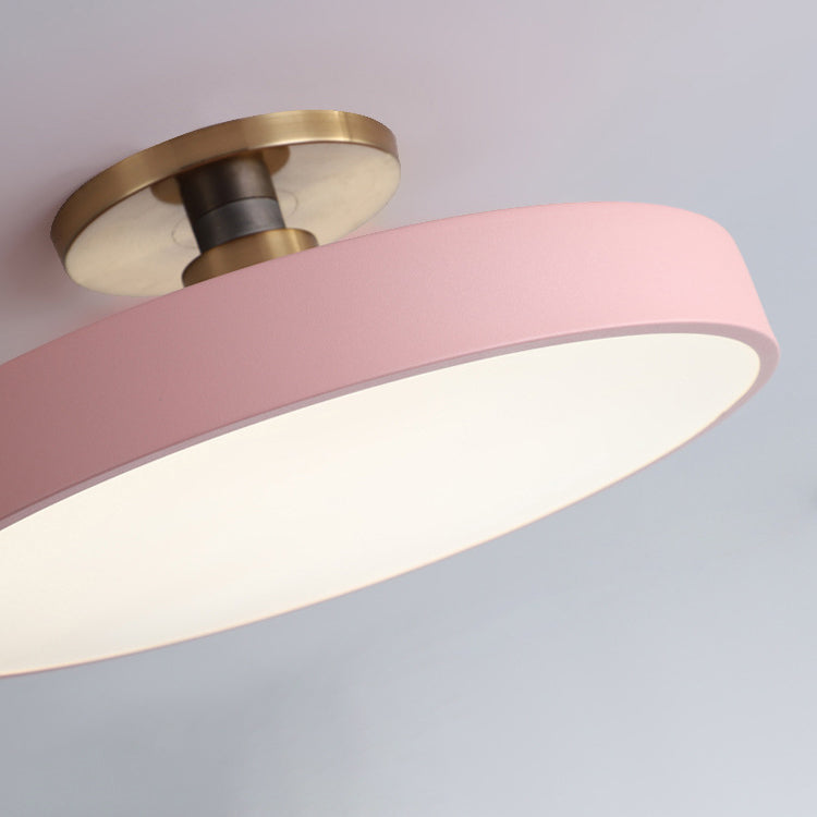 Plafonnier LED semi-encastré rond en métal acrylique scandinave contemporain pour couloir 