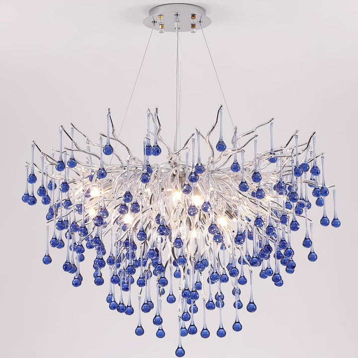 Moderne Luxus Kristall Glas Aluminium Zweig Wasser Tropfen 6/8/10/14 Kronleuchter Für Esszimmer 