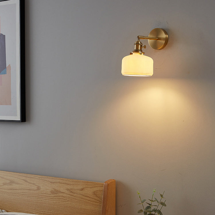 Moderne minimalistische gestreifte Keramikglas 1-Licht Wandleuchte 