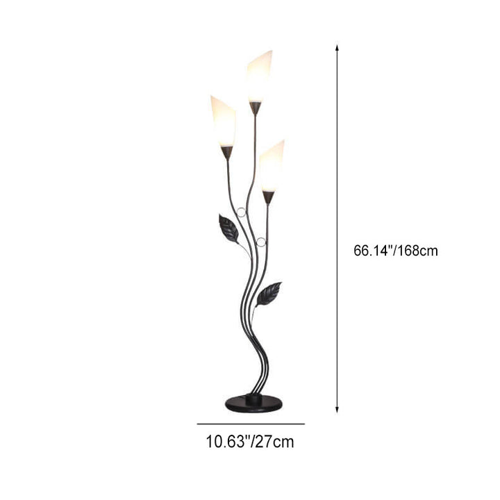 Retro Kreative Acrylblumen-Schirm Eisenblatt Deko-Rahmen 1-Licht Stehende Stehlampe 