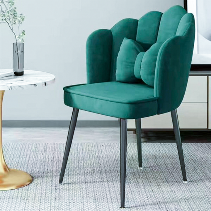 Tabouret de coiffeuse en velours pétale créatif contemporain avec dossier pour la salle à manger 