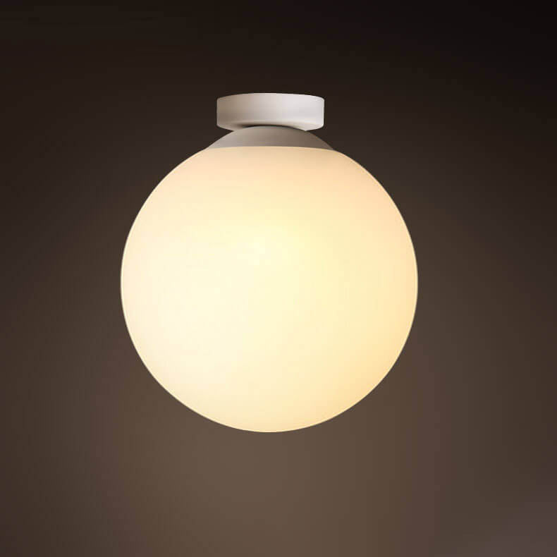 Modern Minimalist Glass Sphere 1-Light Semi-Flush Mount Ceiling Light