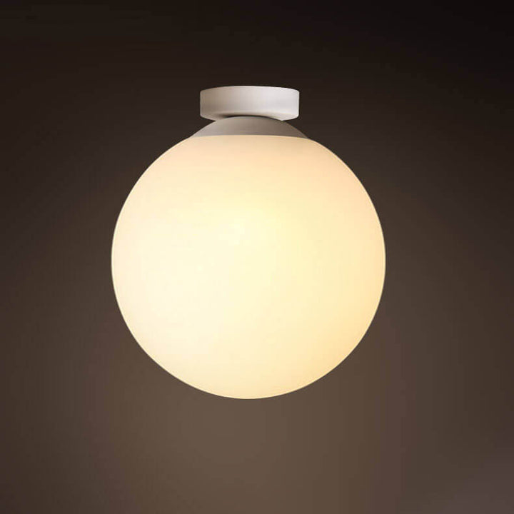 Modern Minimalist Glass Sphere 1-Light Semi-Flush Mount Ceiling Light