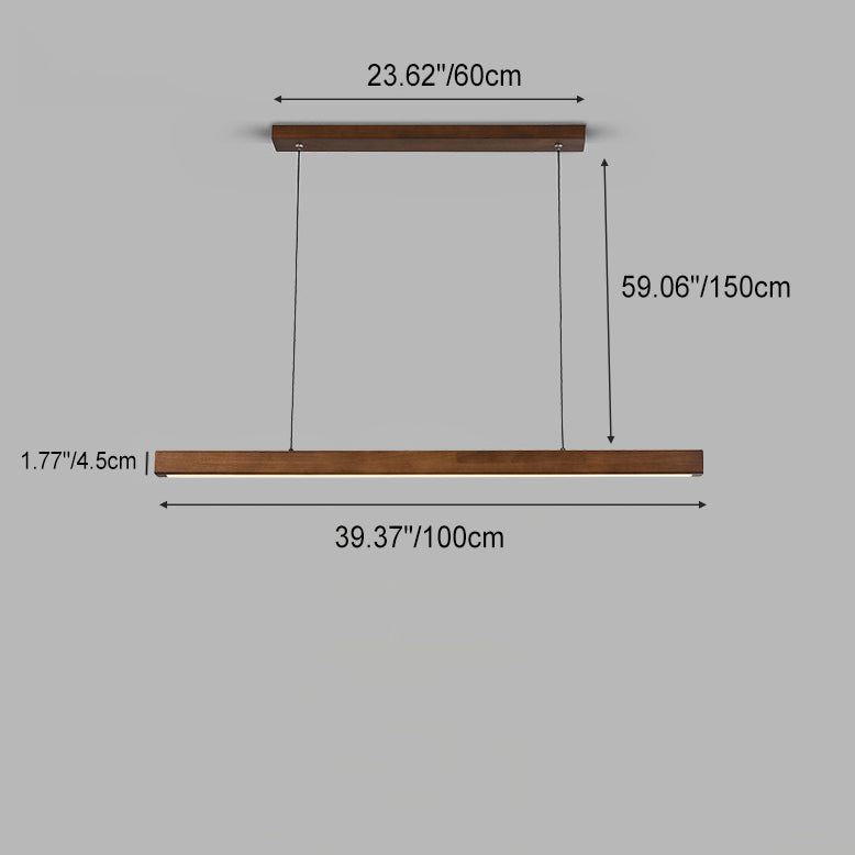 Zeitgenössische Nordic Gummi Holz Acryl Streifen LED Insel Licht Kronleuchter Für Esszimmer 