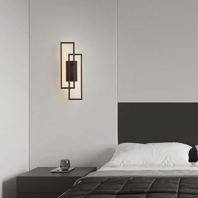 Moderne Mid-Century Wandleuchte aus Kupfer im rechteckigen geometrischen Design mit LED für das Bett 