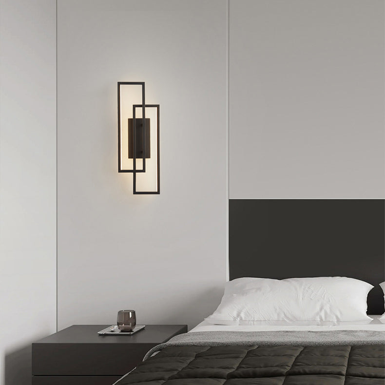 Moderne Mid-Century Wandleuchte aus Kupfer im rechteckigen geometrischen Design mit LED für das Bett 
