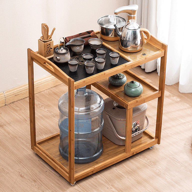 Moderner minimalistischer rechteckiger Massivholz-Beistelltisch mit 3 Ebenen für das Wohnzimmer 