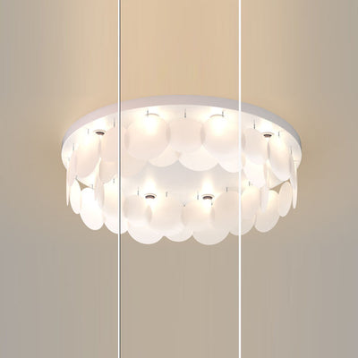 Modern Art Deco Iron PVC Round Piece 6/10 Light Flush Mount Ceiling Light For Bedroom