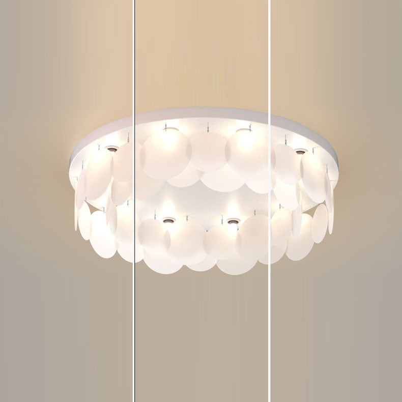 Modern Art Deco Iron PVC Round Piece 6/10 Light Flush Mount Ceiling Light For Bedroom