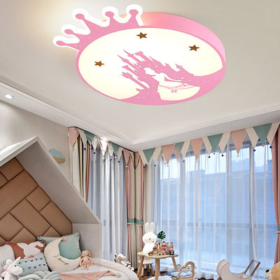 Nordic Creative Simple Wrought Iron Cartoon Crown LED Flush Mount Ceiling Light