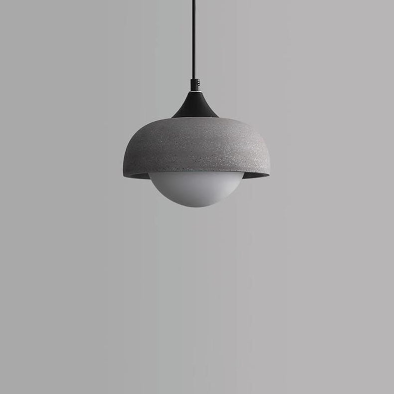 Zeitgenössische industrielle Kugel Zement Glas 1-Licht Pendelleuchte für Schlafzimmer 