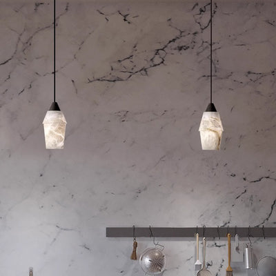 Moderne minimalistische Zylinder Kupfer Marmor 1-Licht Pendelleuchte für Schlafzimmer 