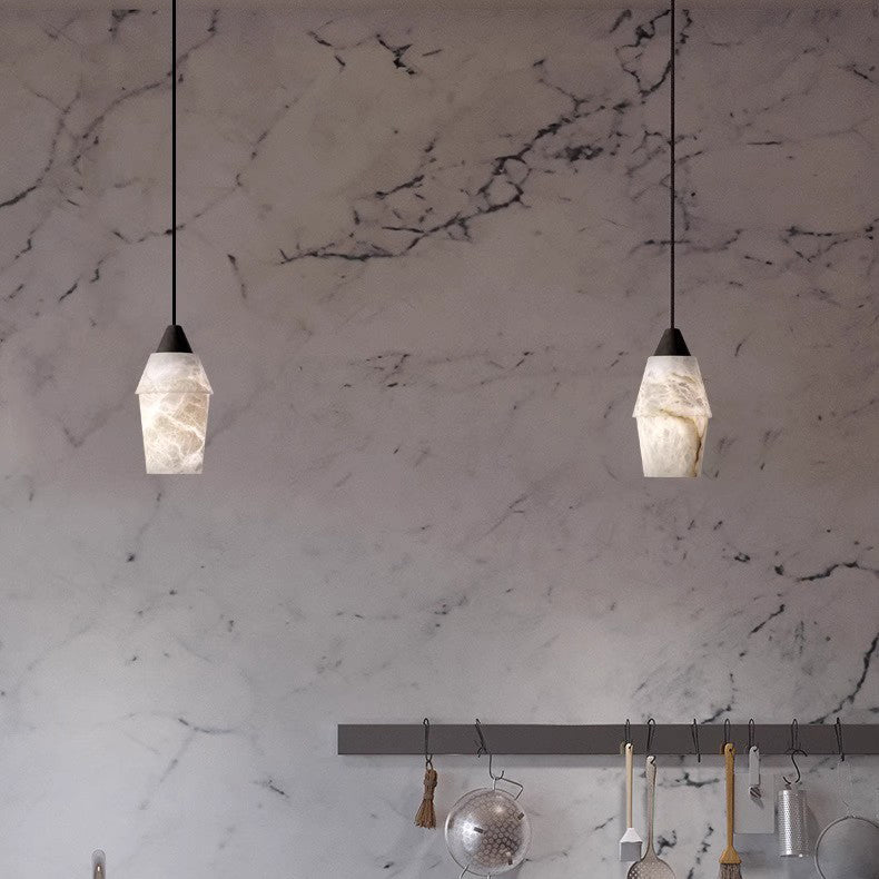 Moderne minimalistische Zylinder Kupfer Marmor 1-Licht Pendelleuchte für Schlafzimmer 