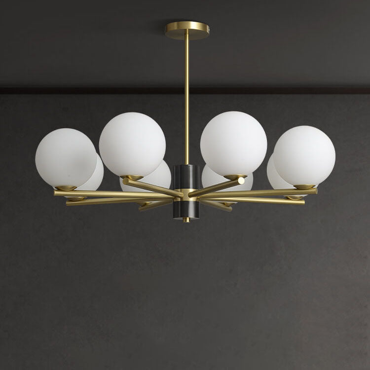 Modern Luxury Glass Round Ball Copper Branch 6/8/15 Light Chandelier For Living Room