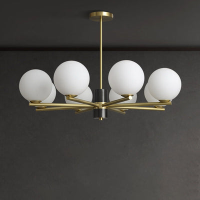 Nordic Light Luxury Glass Round Ball Brass Branch 6/8/15 Light Chandelier