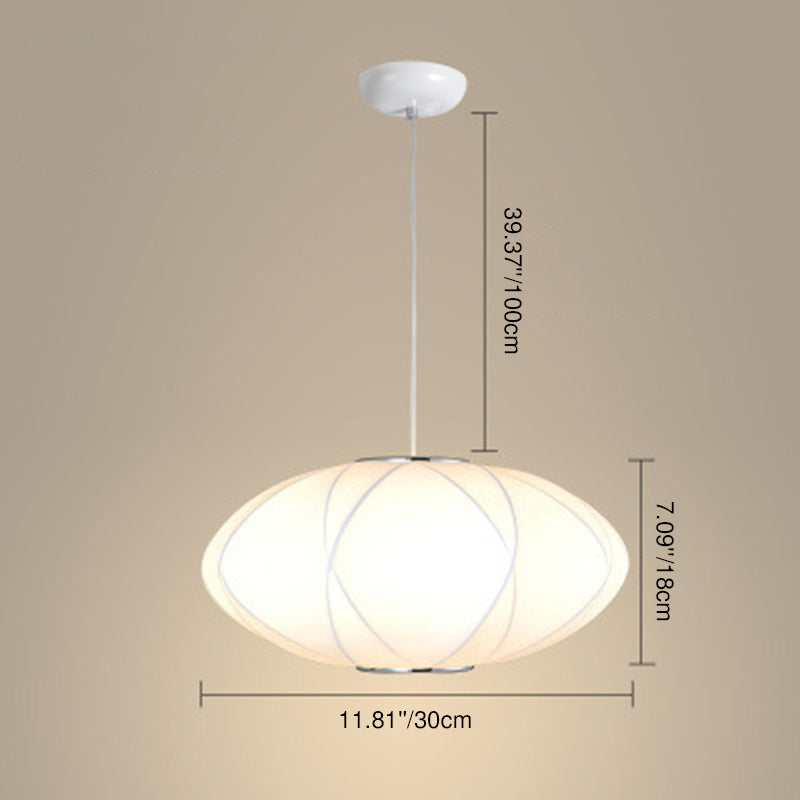 Modern Minimalist Round Fabric Hardware 1-Light Pendant Light For Bedroom