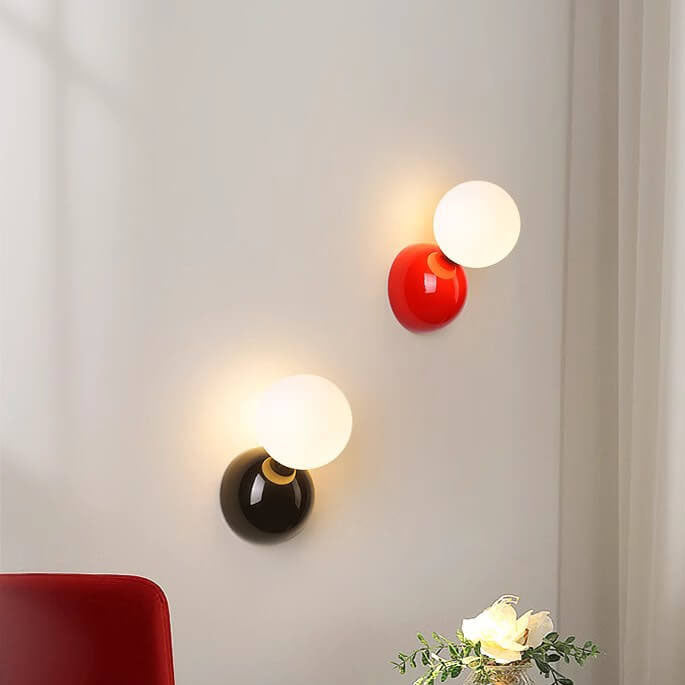 Nordic Minimalist Glass Orb Round Base 1-Light Wall Sconce Lamp