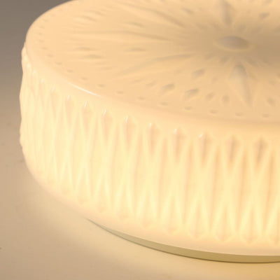 Plafonnier LED en verre gravé cylindrique de simplicité contemporaine pour salon 