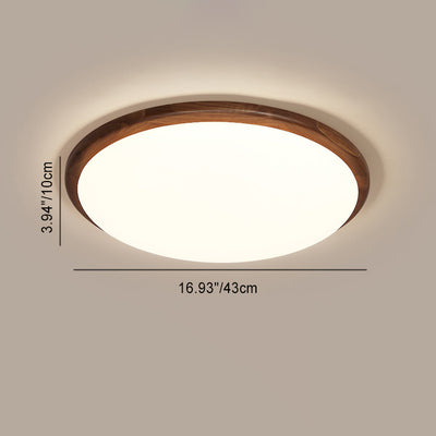 Modern Minimalist Flower Round Walnut Acrylic LED Flush Mount Ceiling Light For Living Room