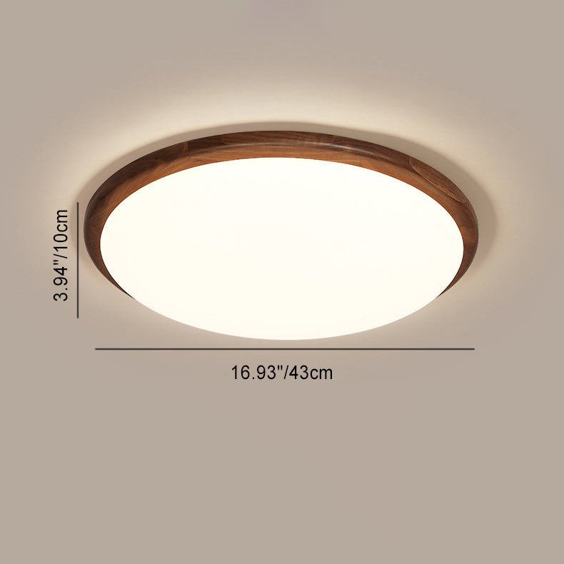 Modern Minimalist Flower Round Walnut Acrylic LED Flush Mount Ceiling Light For Living Room