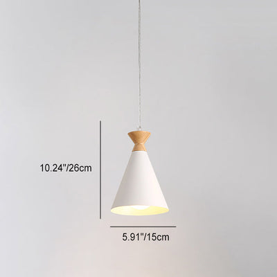 Zeitgenössische kreative Macaron Kegel Horn Hardware Gummi Massivholz 1-Licht Anhänger für Wohnzimmer 