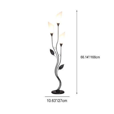 Retro Creative Acrylic Flower Shade Iron Leaf Decor Frame 1-Light Standing Floor Lamp