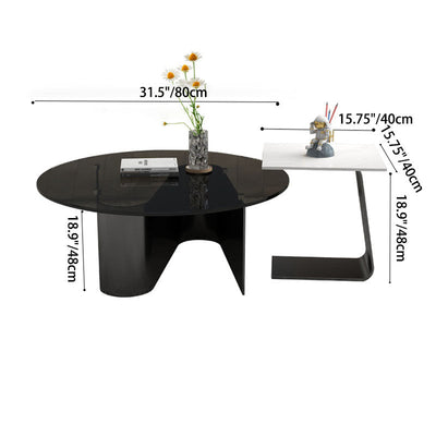 Table basse moderne minimaliste ronde carrée en verre ardoise et métal pour salon 