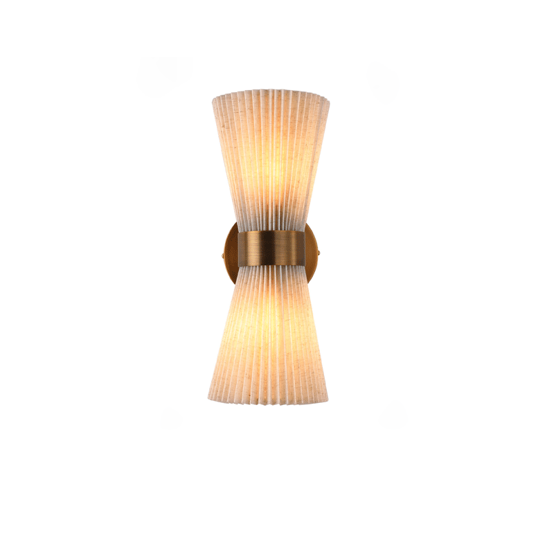 Moderne minimalistische Säule Stoff Kupfer 2-Licht Wandleuchte Lampe für Wohnzimmer 