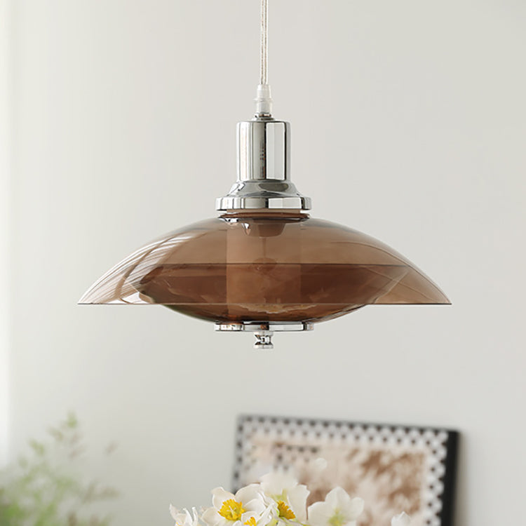 Zeitgenössische nordische bernsteinfarbene Glasscheibe aus Eisen mit 1 Licht für Wohnzimmer 