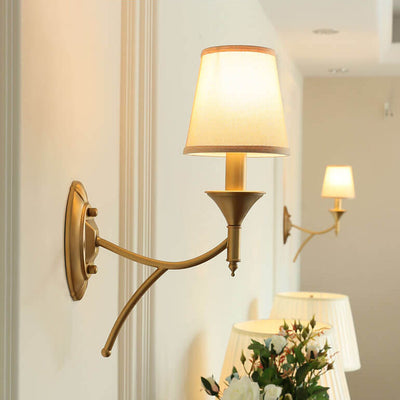 European Light Luxury Iron Fabric 1/2-Light Mushroom Wall Sconce Lamp