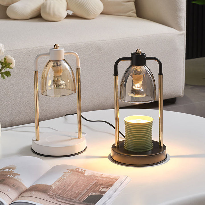 Lampe de table contemporaine nordique en fer et verre conique rectangulaire à 1 lumière avec cire fondante pour chambre 