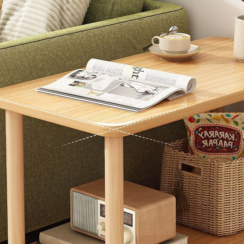 Traditioneller japanischer rechteckiger Beistelltisch aus Holz und MDF mit 3 Ebenen für das Wohnzimmer 