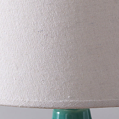 European Vintage Ceramic Fabric Lampshade 1-Light Table Lamp