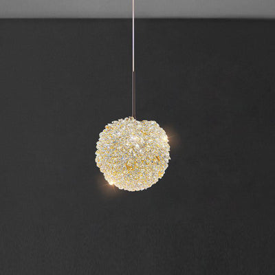 Luminaire suspendu contemporain de luxe avec abat-jour en cristal de litchi pour salon 