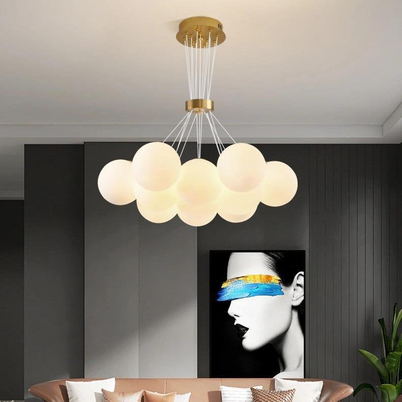 Zeitgenössischer kreativer Mondglas-Kronleuchter mit 7/13/19 Lichtern für Wohnzimmer 