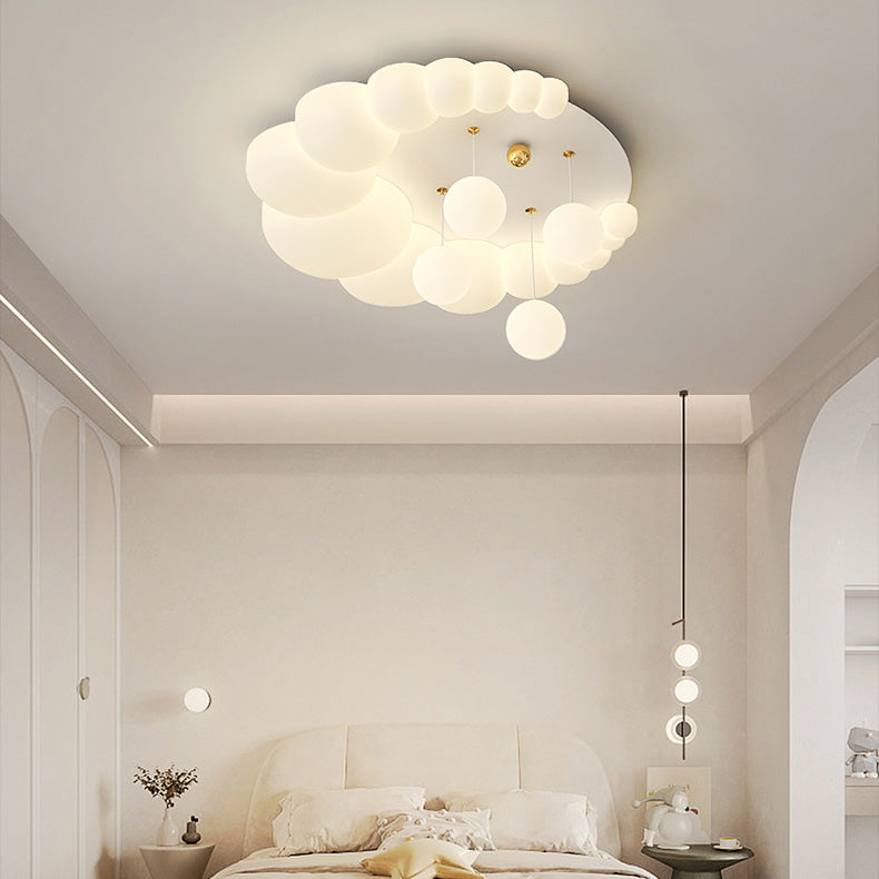 Zeitgenössische Nordic Kids Eisen PE Elliptische Runde Ball Blume Mond LED Unterputz Deckenleuchte Für Schlafzimmer 