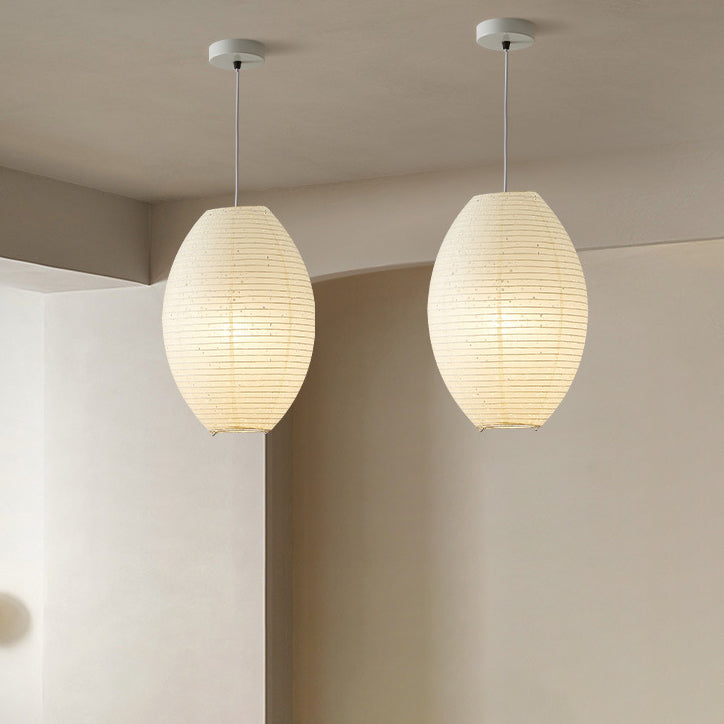 Traditionelle japanische elliptische Pendelleuchte aus Eisenpapier mit 1 Licht für Esszimmer 