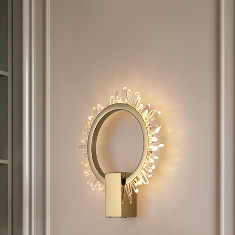 Zeitgenössische Luxus Edelstahl Kristall Sonnenblumen Design LED Wandleuchte Lampe Für Wohnzimmer 