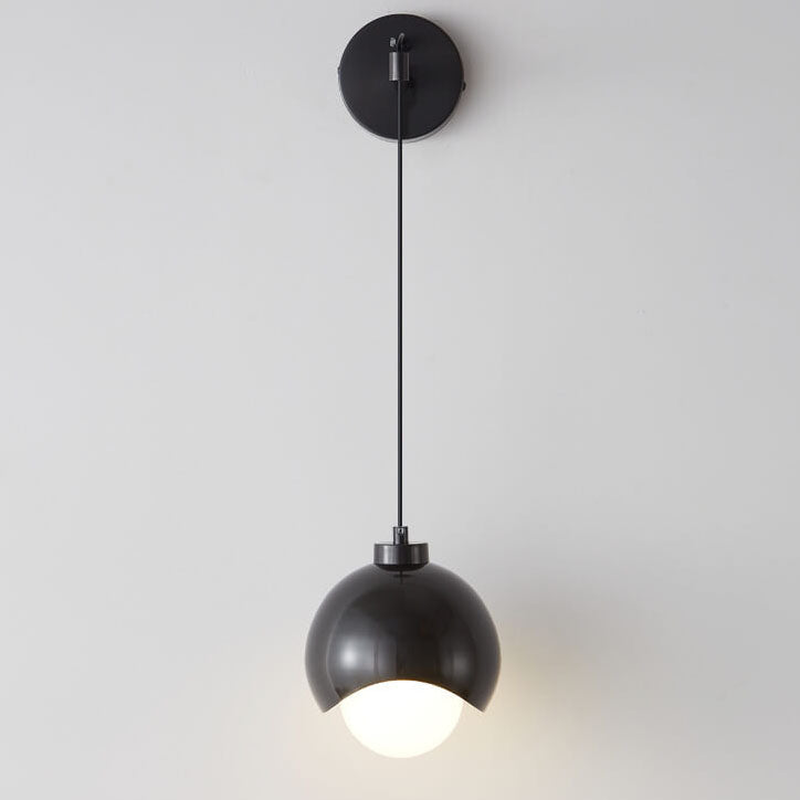 Moderne minimalistische kugelförmige Kupferschirm-Glas-Wandleuchte mit 1 Licht 