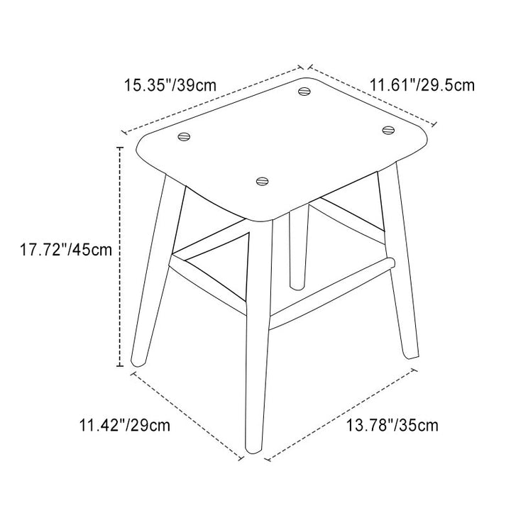 Reposapiés de silla cuadrada tradicional japonesa de madera de cerezo con cuatro patas para sala de estar 