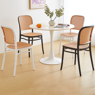 Silla de comedor de plástico de ratán cuadrada minimalista moderna para comedor 