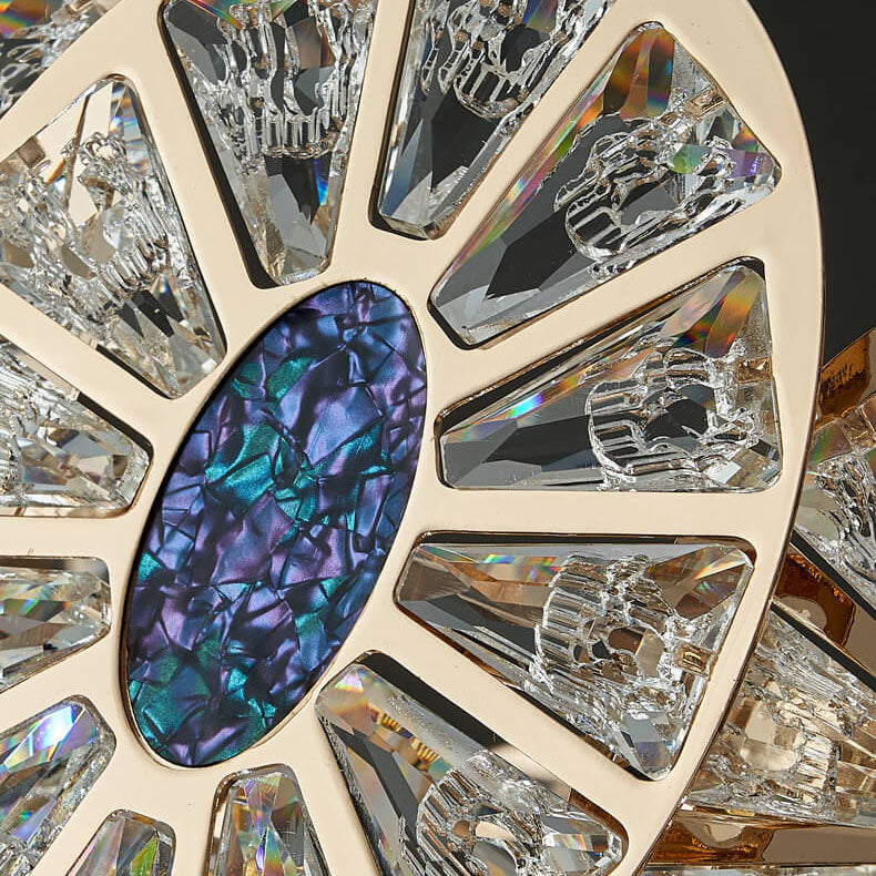 Modern Luxury Rhombus Crystal Shell 3-Light Wall Sconce Lamp For Bedroom